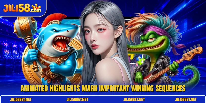 Animated highlights mark important winning sequences