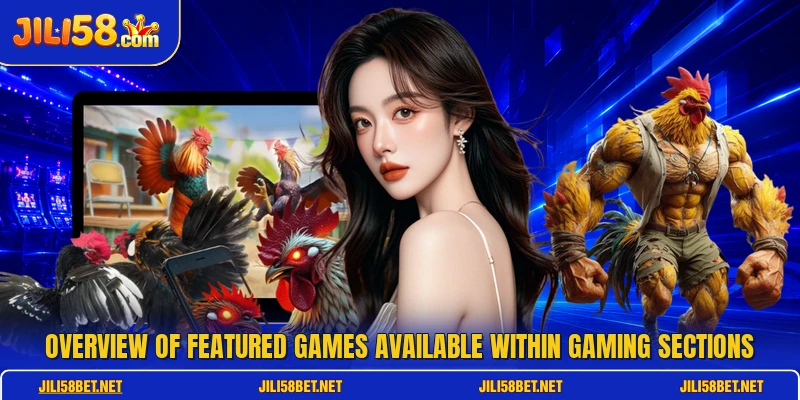 Overview of featured games available within gaming sections